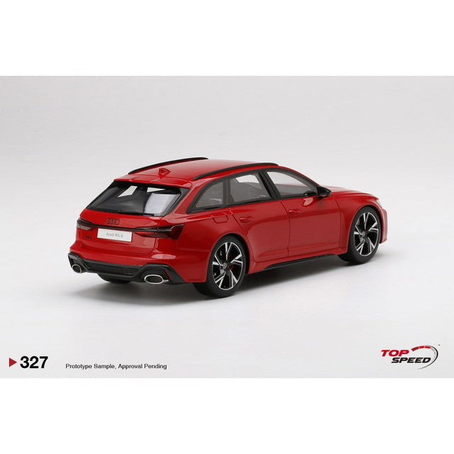 Available To Order – Audi RS 6 Avant Carbon Black Tango Red 1:18 Top Speed Model Car (TS0327)