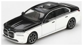 Available To Order – BMW I7 XDRIVE60 Alpine White/Black Sapphire (LHD) 1:64 (TSM MGT00959-L)