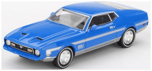 Available To Order – Ford Mustang Mach 1 Grabber Blue Blister Packaging (LHD) 1:64 (TSM MGT01138-BL)
