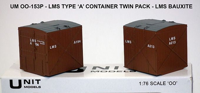 Type 'A' container - LMS Bauxite (2 pcs) Running Numbers A194 & A213 OO – diecast model