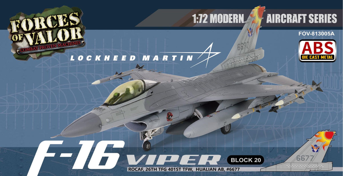 Lockheed Martin F16A Block 20 ROCAF 26TH TFG 401ST TFW HUALIAN AB #6677 1:72 – diecast model