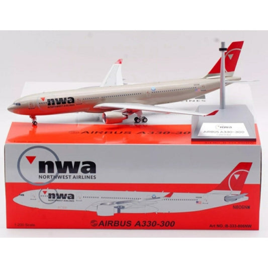 THIS ITEM IS AVAILABLE TO ORDER FROM OUR SUPPLIER - 1:200 WB MODELS WB333806NW NORTHWEST AIRLINES AIRBUS A330-323 N806NW WITH STAND