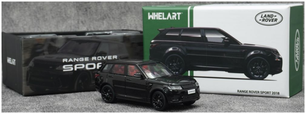 Available to Order – Range Rover Sport 2018 Black/Black Wheels 1:64 Whelart Model (WHE 640204)