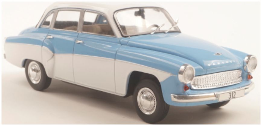 Available to Order – Wartburg 312 Light Blue/White 1965 1:24 (WHI 124242)