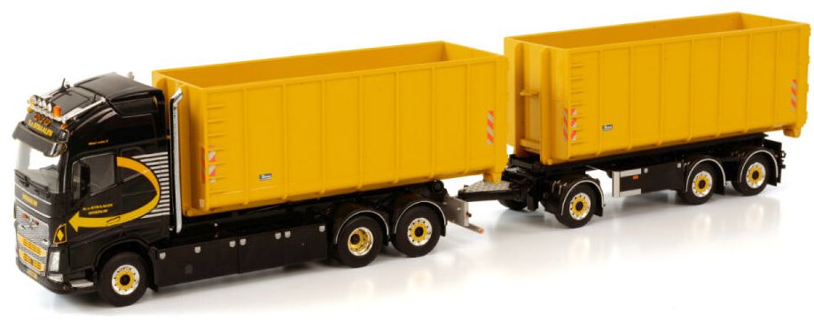 Available To Order – Volvo FH4 Globetrotter XL Riged Truck w/Hooklift + Container 40M3 'Van Straalen' 1:50 (WSI 01-3772)