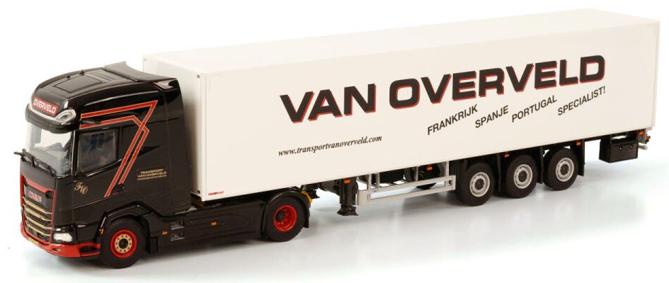 Available To Order – DAF XG+ 4x2 Box Trailer 3 Axle 'Van Overveld' 1:50 (WSI 01-3779)