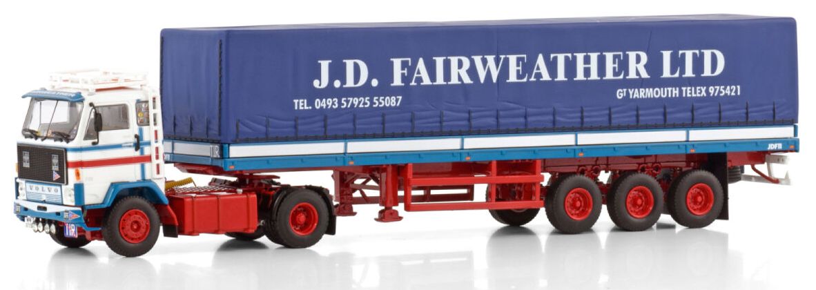 Available To Order – Volvo F89 4x2 Classic Curtainsider Trailer 3 Axle Fairweather 1:50 (WSI 01-4323)
