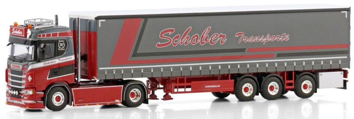 Available To Order – Scania S Normal CS20N 4x2 Curtainside Trailer Schober 1:50 (WSI 01-4415)