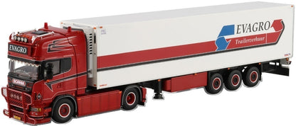 Available To Order – Scania R6 Topline 4x2 Reefer Trailer 3 Axle Evagro 1:50 (WSI 01-4996)