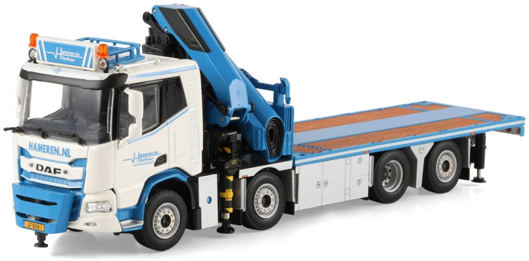 Available To Order – DAF XD SL Riged Flatbed Truck 8x2 Tag Axle w/Palfinger PK 480 TEC van Hameren B.V. 1:50 (WSI 01-5072)