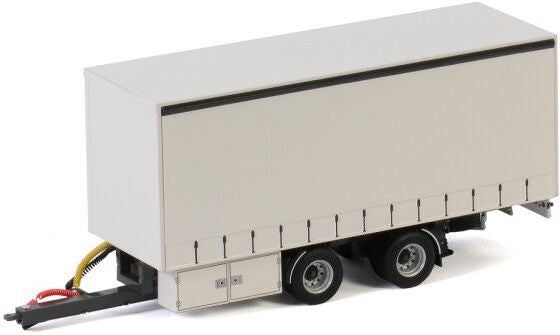 Available To Order – Centre Axled Drawbar Curtainside Trailer 2 Axle 'White Line' 1:50 (WSI 03-2030)