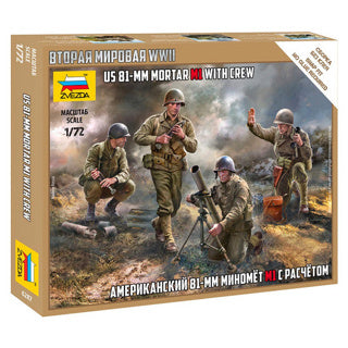 Available To Order – US 81mm Mortar with Crew 1:72 Zvezda Model (ZVE 6287)