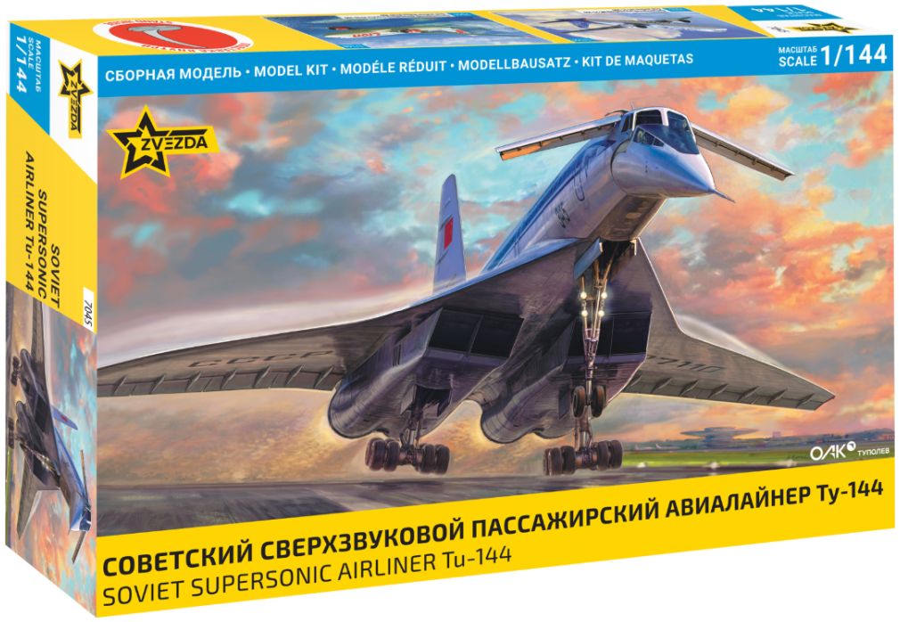 Available To Order – Tu-144 Tupolev Supersonic Civil Airliner 1:144 Zvezda Model (ZVE 7045)