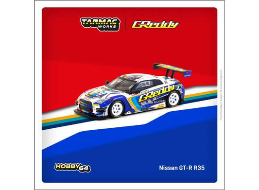 Nissan GT-R R35 Trust E-Racing, Blue/Yellow/White 1:64 Tarmac Works Model Car (TC-T64-005GDY)