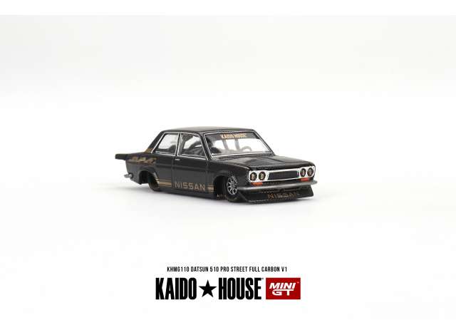1:64 MINI GT MGTKHMG110 KAIDO HOUSE DATSUN 510 PRO STREET FULL CARBON V1, BLACK