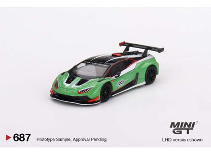 Lamborghini Huracán GT3 EVO2 Presentation (LHD) 1:64 Mini GT Model Car (MGT00687-L)